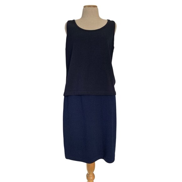 St. John Collection Navy Knit Tank Top & Skirt Set L - Picture 1 of 9